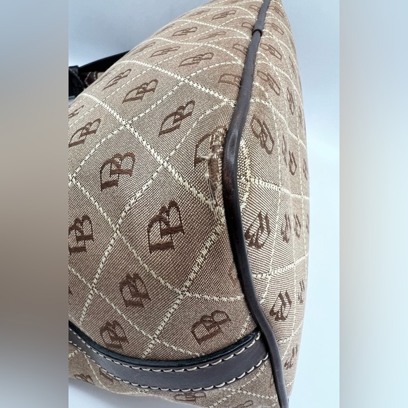 Brown Dooney & Bourke Canvas Monogram with Leather Trim Hobo - Picture 10 of 15